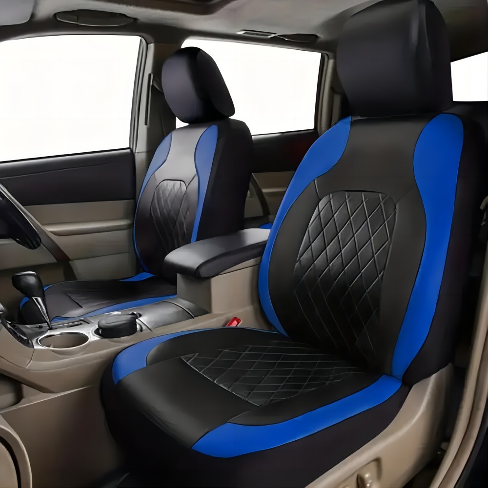 5-Seat Car Seat Cover, Single-Stitch Diamond Pattern, Quilted And Embroidered, Synthetic Leather, PVC Leather, Exported To Europe And America photo 2