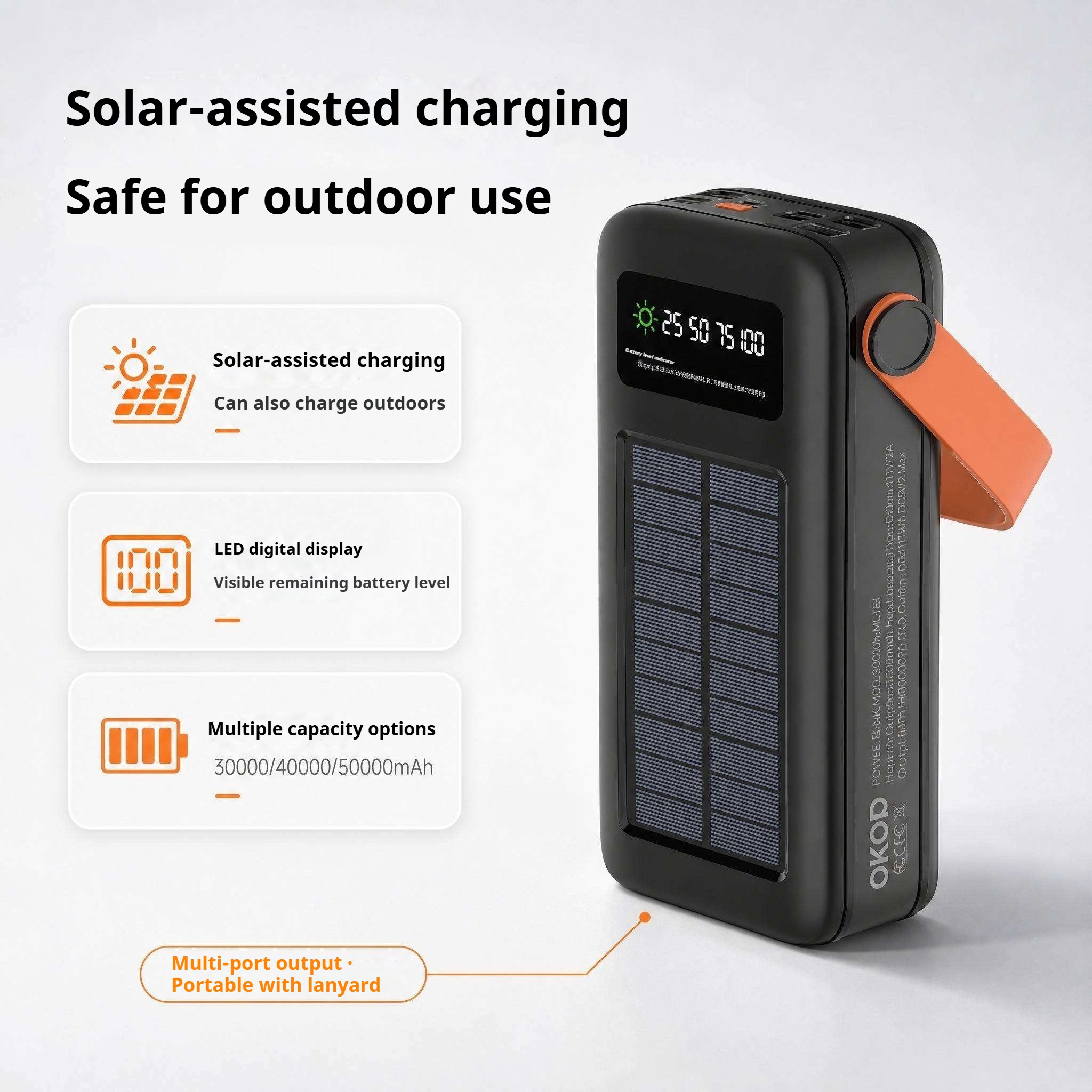KP-721 Best-selling 30,000mAh High-Capacity Portable Power Bank With Handle And Digital Battery Display Factory Direct Shipping photo 2