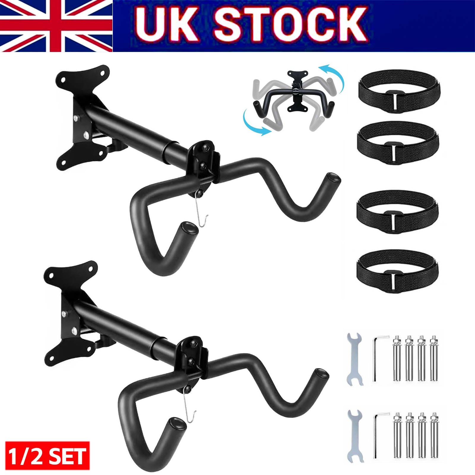 2pcs Bike Storage Hanger Wall Mounted Bicycle Hook Rack Garage Stand Tool photo 1