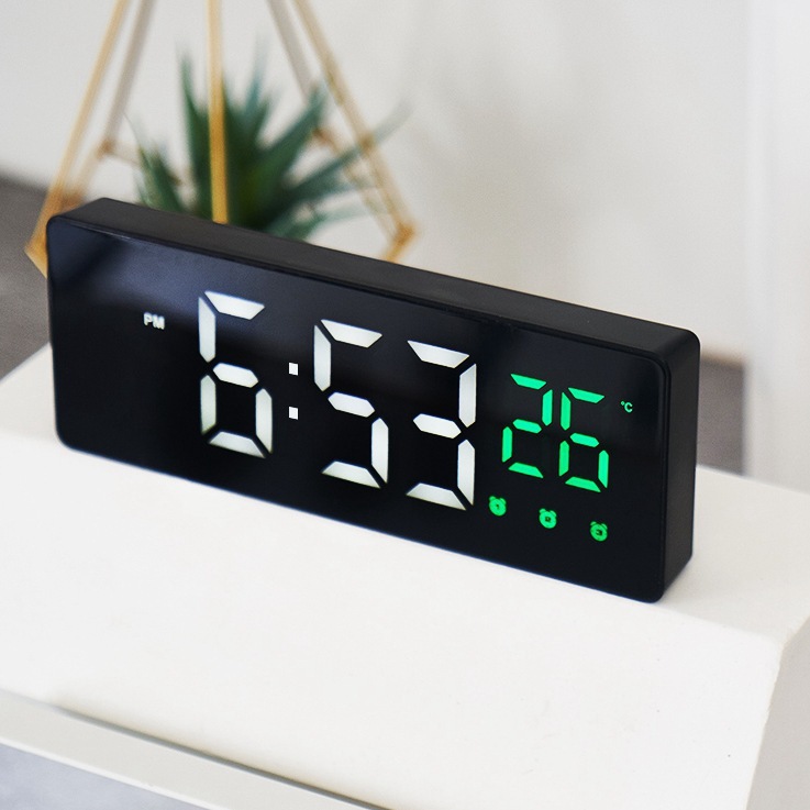 Creative Mirror Clock, Silent LED Electronic Clock, Three Sets Of Student Alarm Clocks, Children's Bedside Table Clock 0715 photo 1