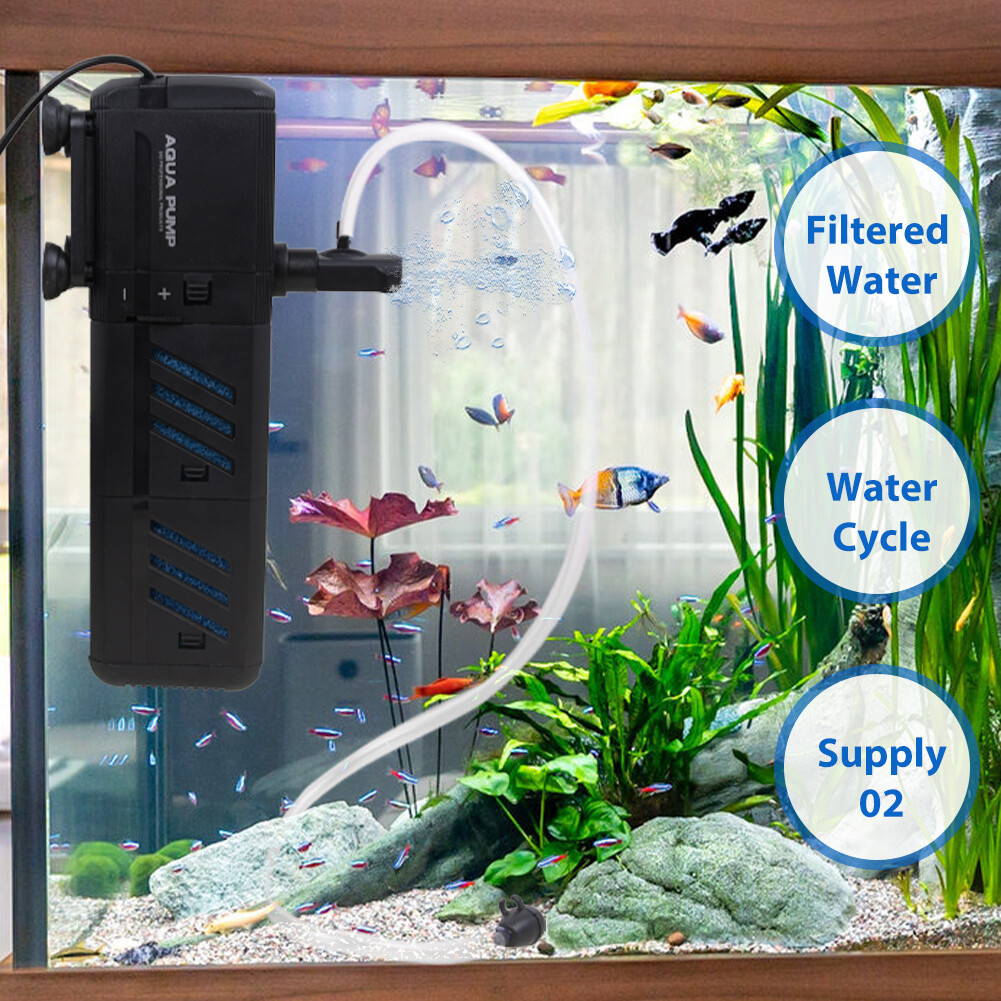 4 In 1 Aquarium Fish Tank Filter Water Internal Purifier Filter Oxygen Wave photo 2