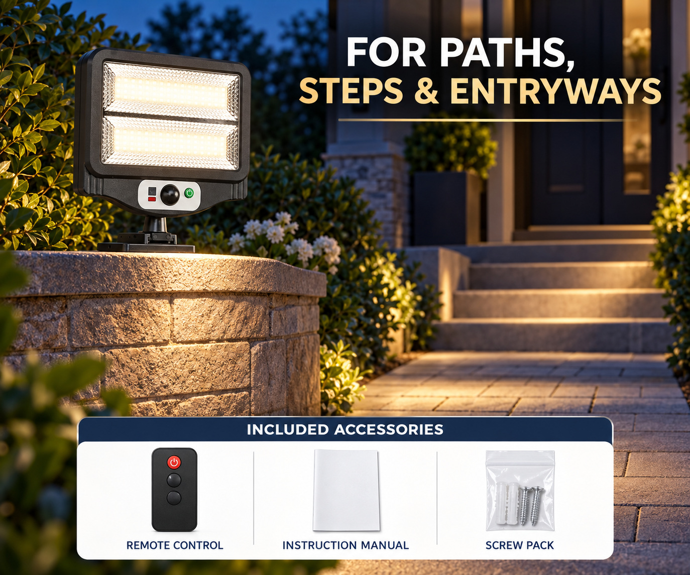 Solar Powered Rechargeable Motion Sensor LED Work Light 1500mAh For Auto W780 2 Battery Street photo 4