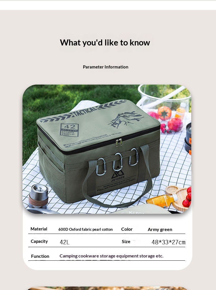 Outdoor Camping Gear Storage Bag, Cooking Utensils, Tableware, Miscellaneous Items Bag, Portable Tools And Accessories, Gas Canister, Cassette Stove, Camping photo 2