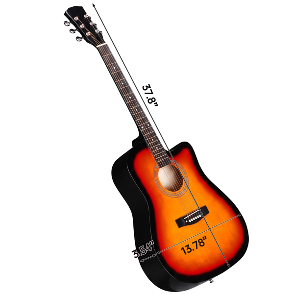 Sunset Color 41-inch Dreadnought Barrel-shaped Cutaway Acoustic Guitar With Pick, Strings, Capo, Gig Bag, Tuner, Wrench Tool, And Shoulder Strap photo 1