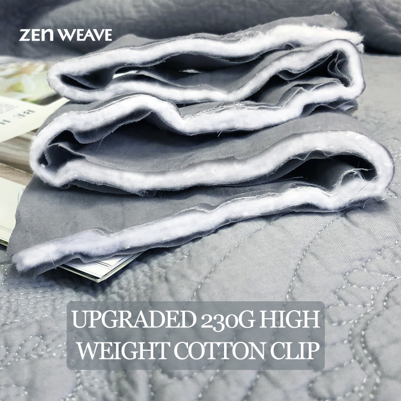3-Piece Damascus Quilted Bedspread Set  Embossed Quilting Cotton Filled Reversible Coverlet Skin-Friendly Soft Breathable Non-Slip Anti-Wrinkle No Static Electricity All-Season  Lightweight Bedding photo 5