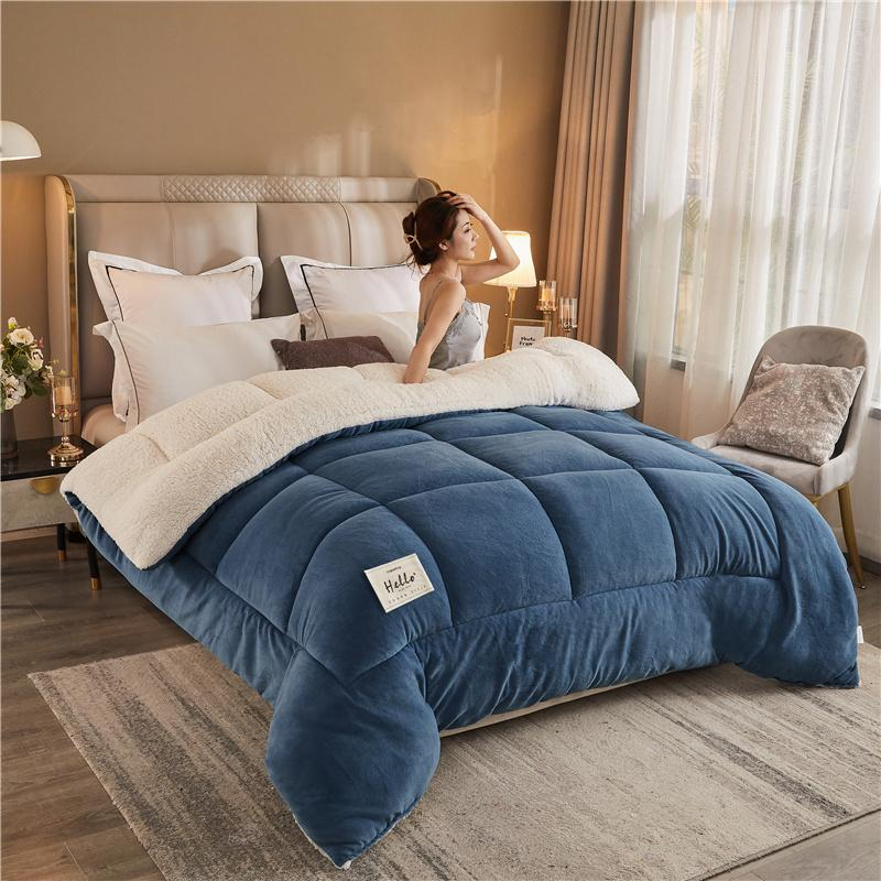 1PC Reversible Sherpa Comforter, Ultra Warm Thick Plush Bedding Quilt For Cold Winter photo 4