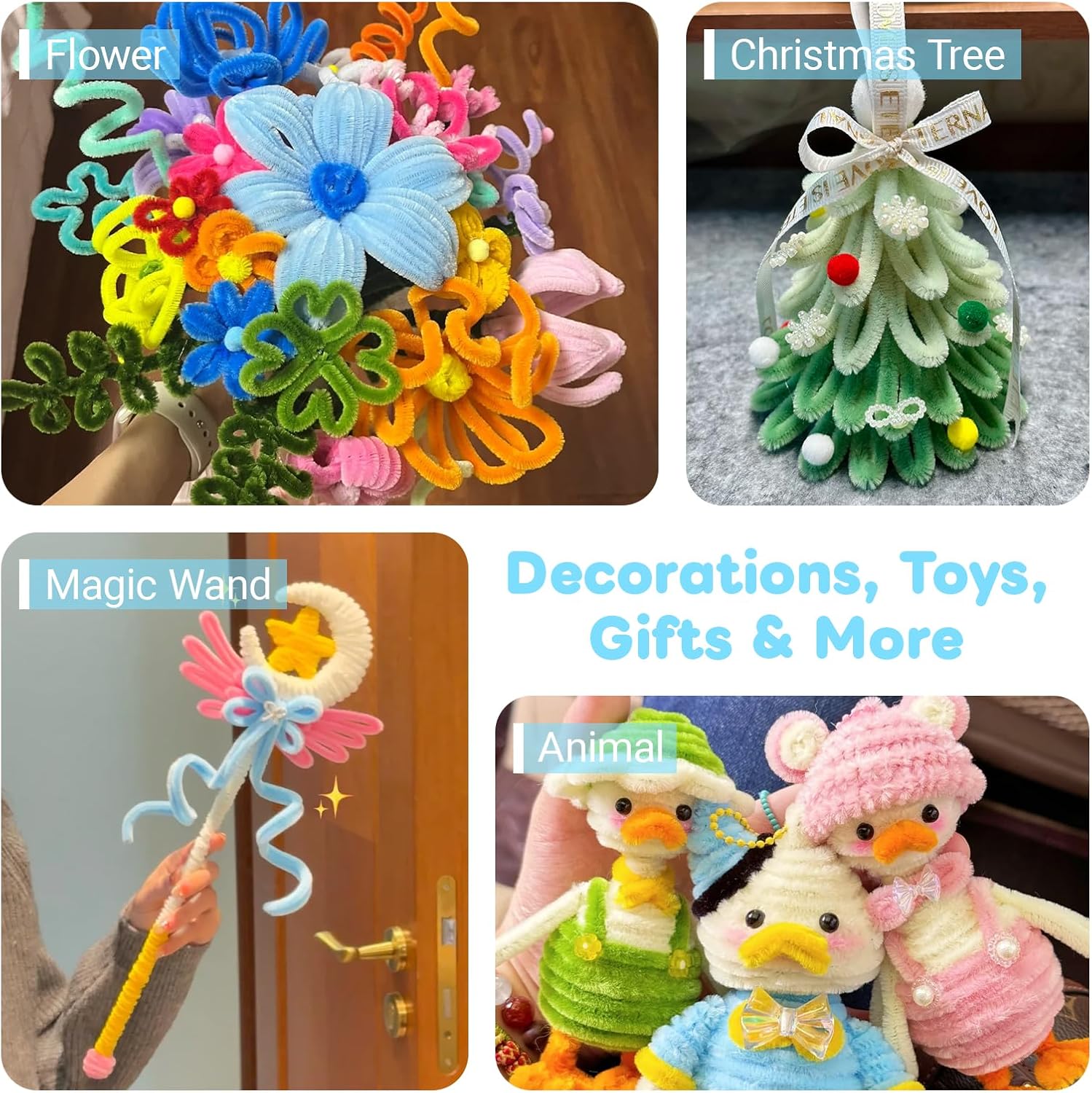 300-Piece Pipe Cleaners Chenille Stems 20 Colors Fuzzy Bendable Craft Sticks For DIY Arts And Crafts photo 6