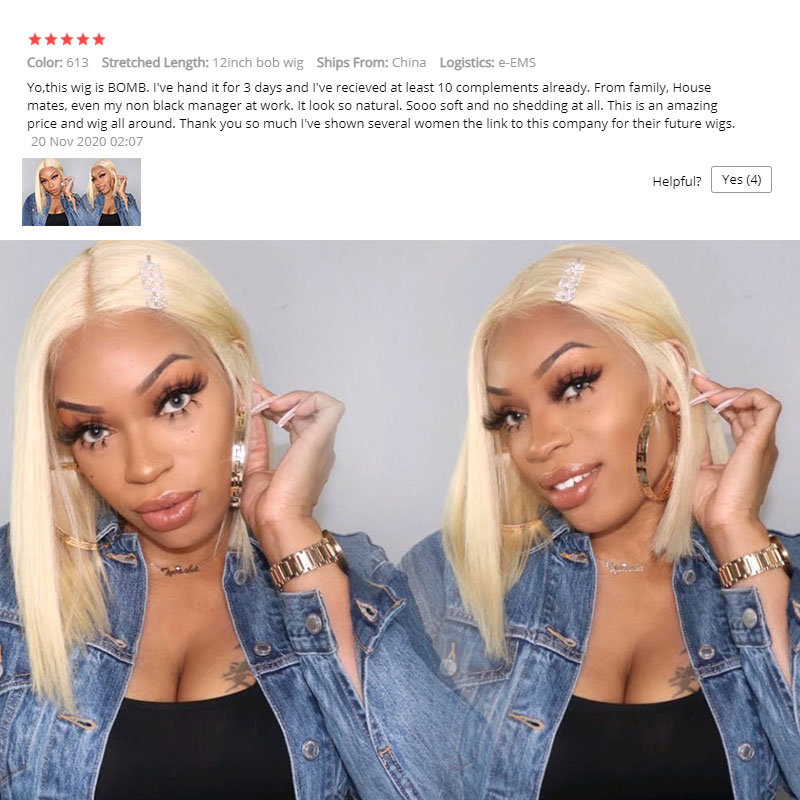 613 Blonde Bob Wig Short Straight Human Hair Wigs For Women photo 6