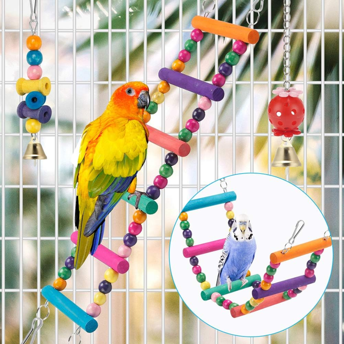 Bird Parakeet Toys Swing Hanging Standing Chewing Hammock Climbing Ladder Bird Cage Colorful Toys Suitable For Budgerigar photo 3