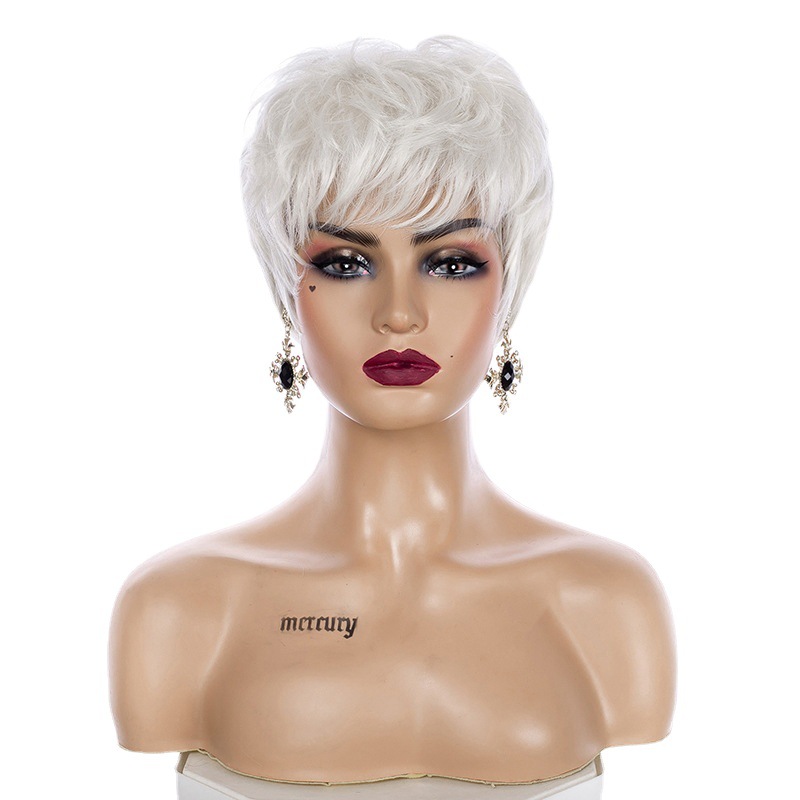 Chemical Fiber High Temperature Silk Pure White Grandma Wig photo 2