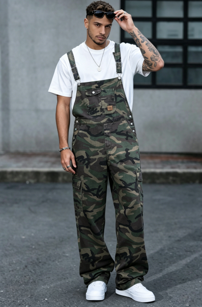Camo Overalls Men Big And Tall Plus Size Loose Fit Cargo Workwear Bib Overalls US Ready Stock photo 6