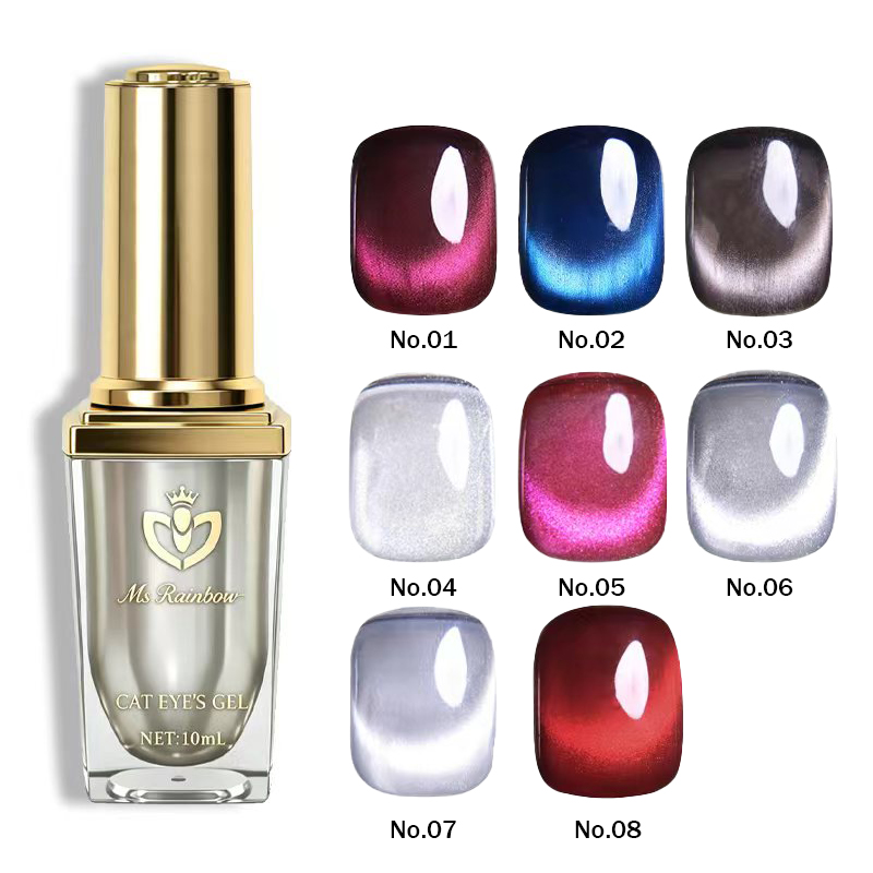 Ms Rainbow Starry Series Cat Eye Gel Polish,10ml,8 Colors Available,Glass Bead Shimmer Magnetic,Long Lasting UV Soak Off,Salon & Home Manicure,For DIY Nail Lovers photo 5