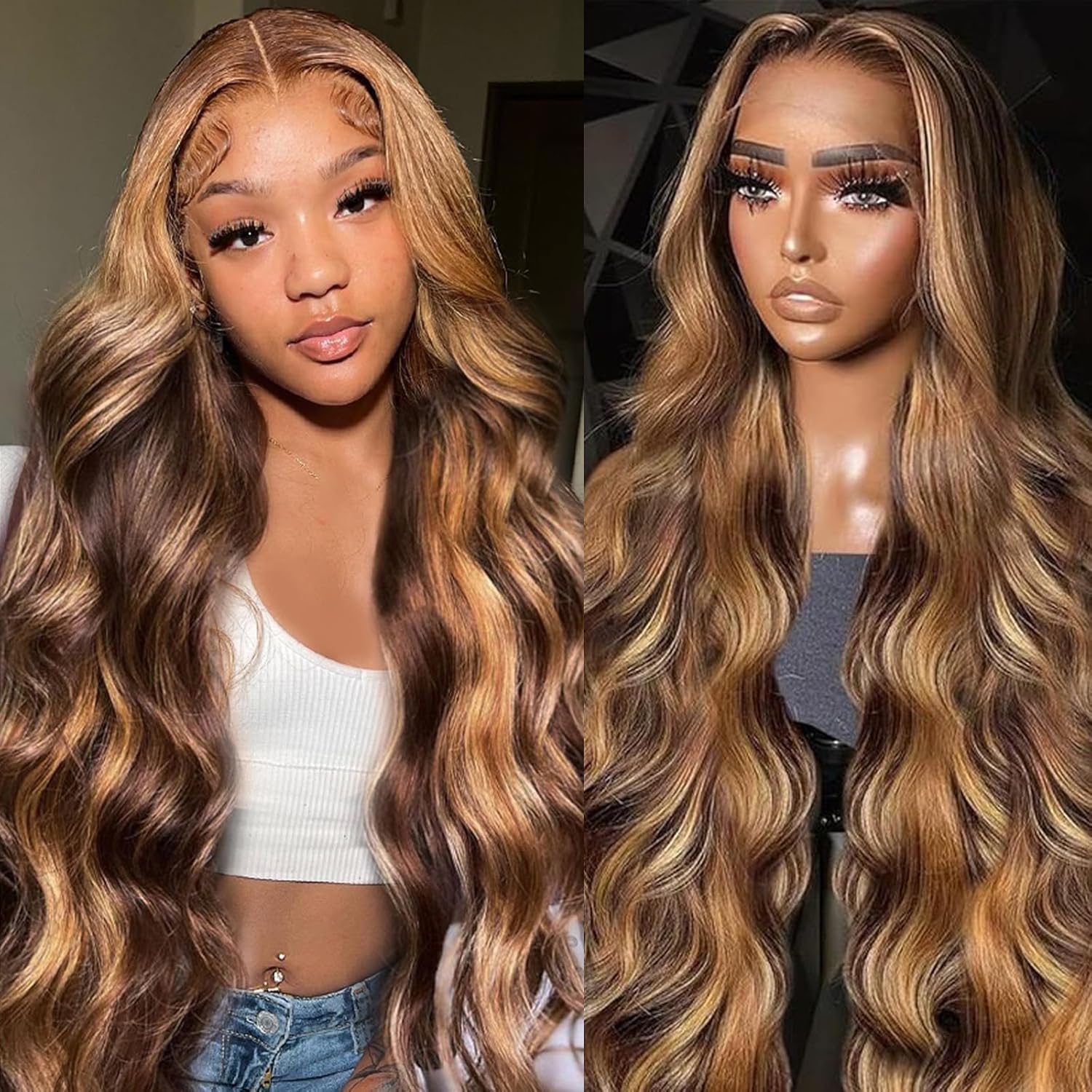 13x6 Lace Front Human Hair Wig P4 27 Body Wave, Density photo 1