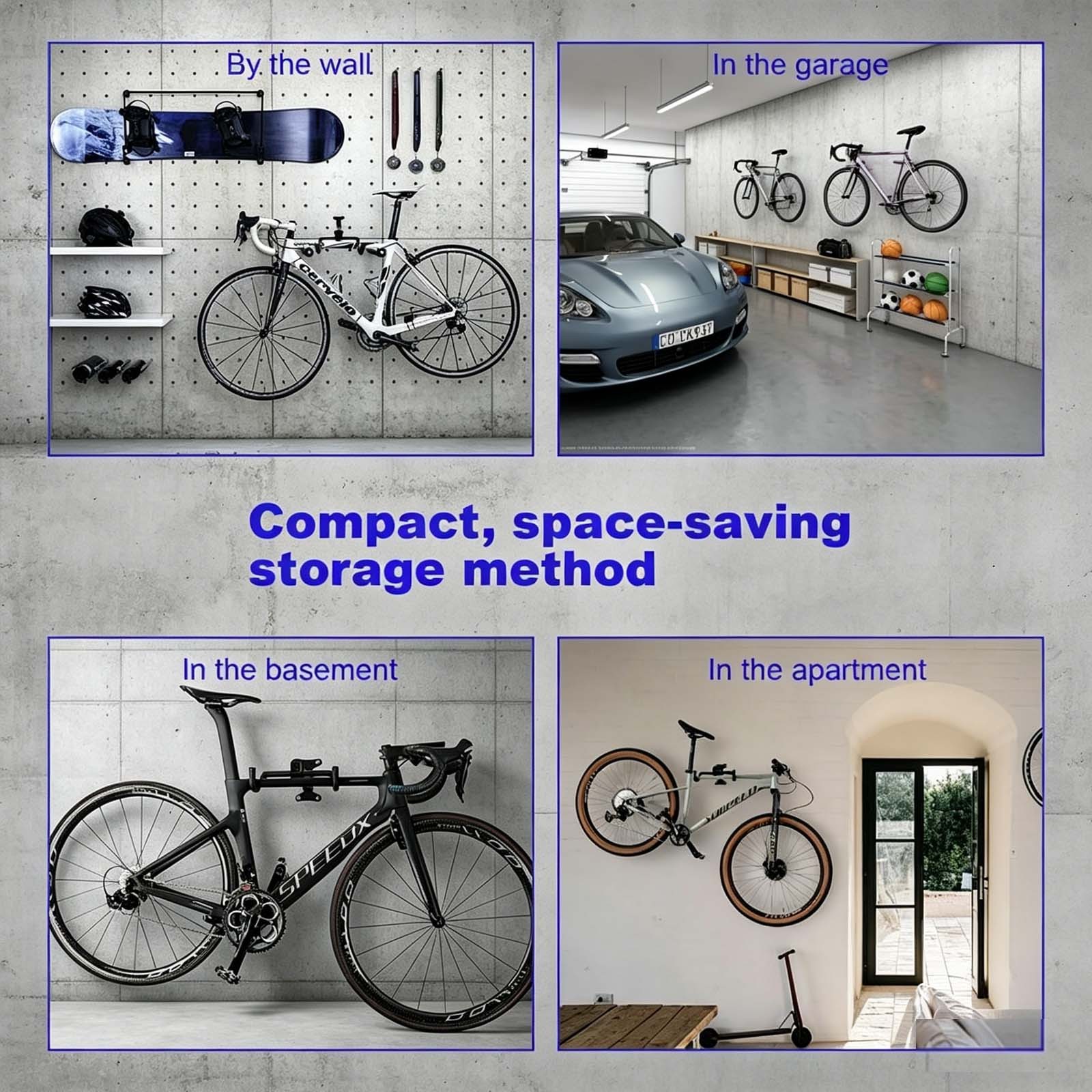2pcs Bike Storage Hanger Wall Mounted Bicycle Hook Rack Garage Stand Tool photo 3
