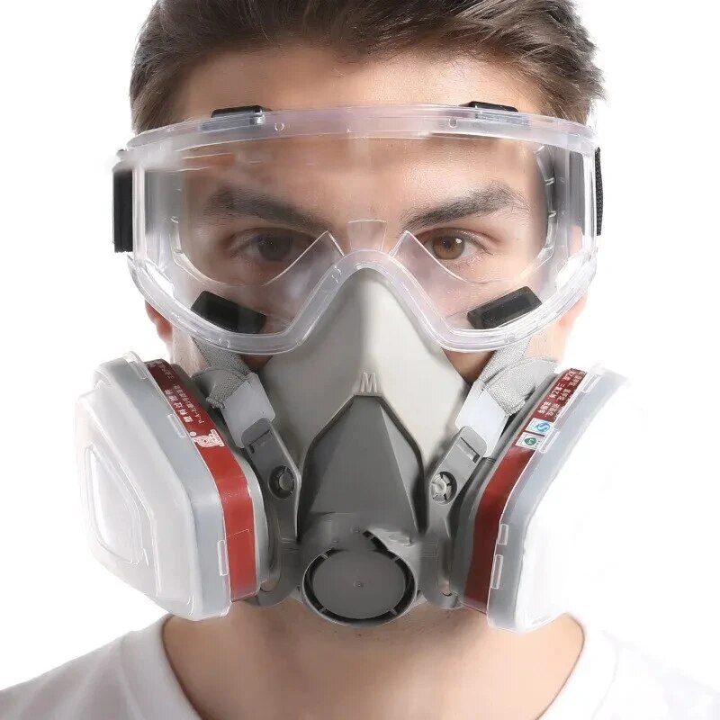 Original 6200 Reusable Respirator Half Face Cover Gas Mask With Fog-proof Glasses For Painting Spray Polishing Work Safety Smoke photo 1