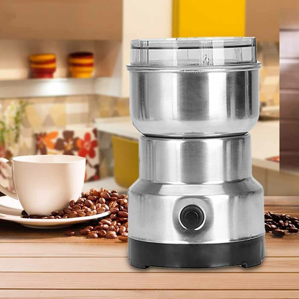 Electric Coffee Grinder With Stainless Steel Blades, 10s Fast Grinding Transparent Lid, Compact Button Operated For Coffee Beans Grains Spices photo 2