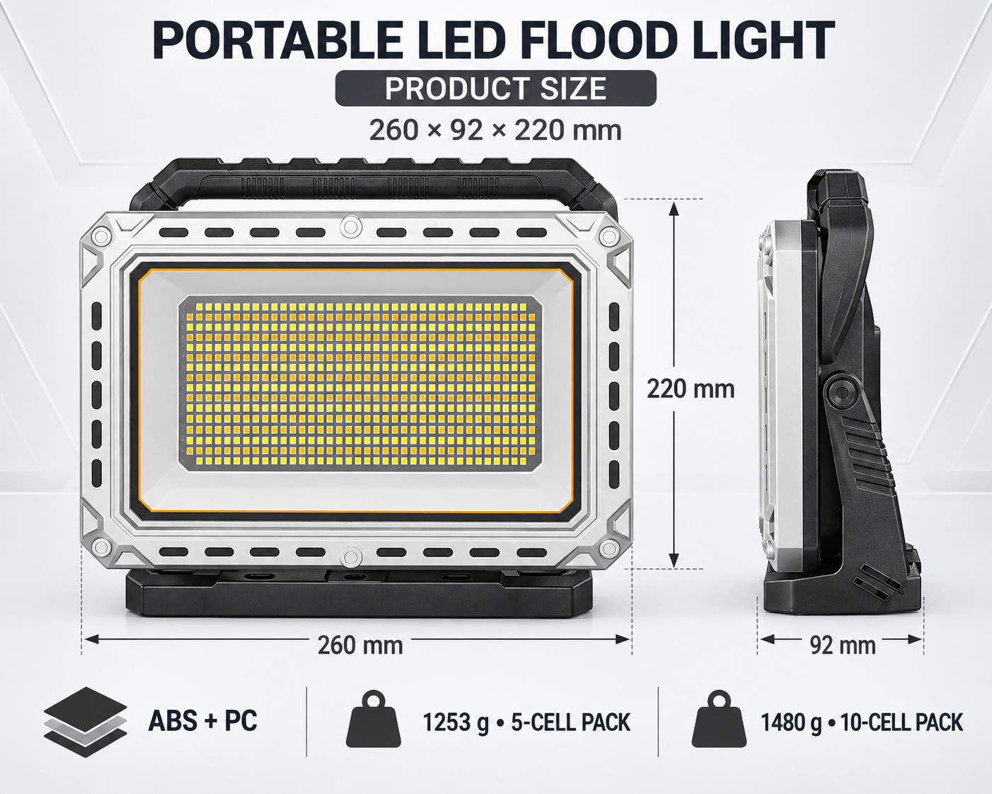 Rechargeable Battery Display Type C LED Work Light For W8141 1 4100LM Adjustable Stand Flood photo 8