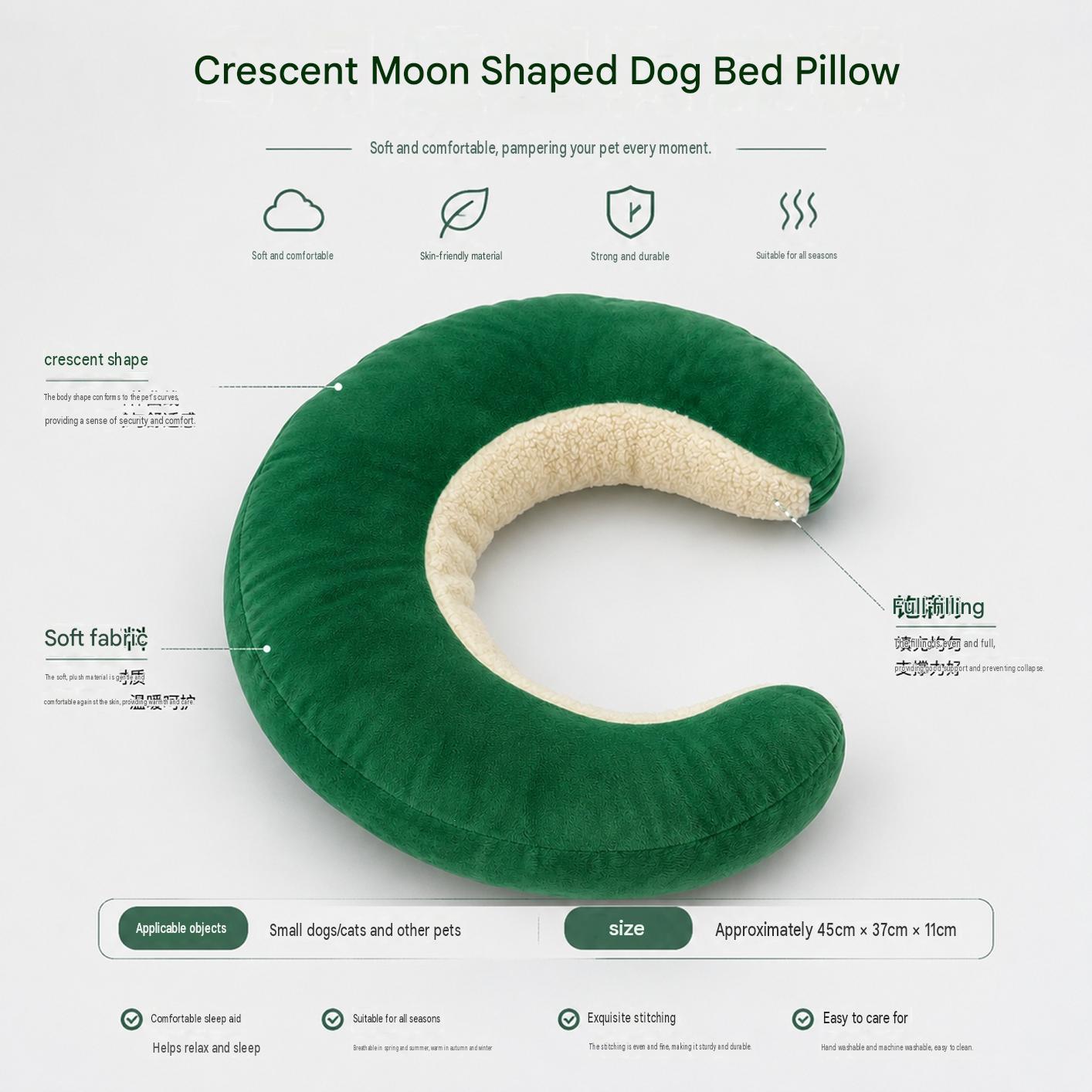 New Pet Dog Sleeping Pillow Soft And Comfortable Cuddle Pad With A Crescent Shaped Plush Design Universal Pet Accessory. photo 4