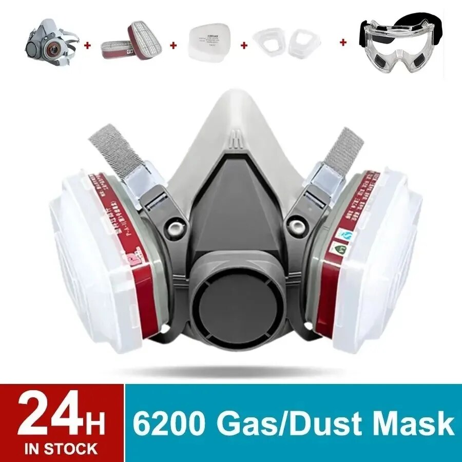 Original 6200 Reusable Respirator Half Face Cover Gas Mask With Fog-proof Glasses For Painting Spray Polishing Work Safety Smoke photo 7