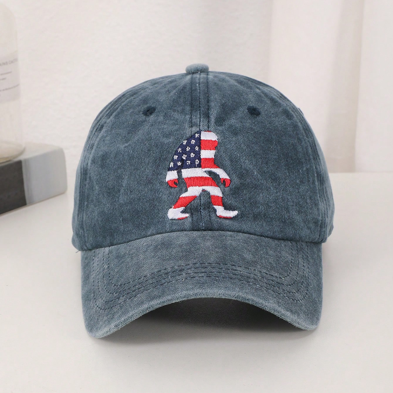 Summer Couple Vintage Washed Baseball Cap, Cute Embroidery Trendy Casual Hat For Daily Commute photo 1