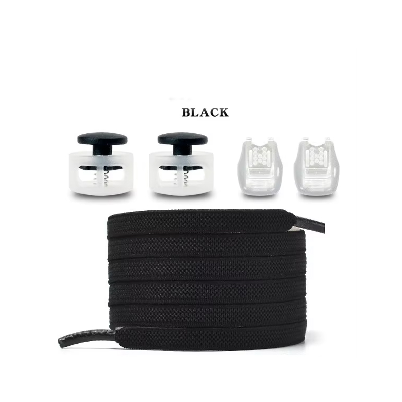 1 Set Of Plastic Shoe Buckles, Comfortable And Fast, Suitable For Children With Lockable Sports Shoes, Sports Shoelaces, Braided Elastic Shoelaces Black Laces photo 1