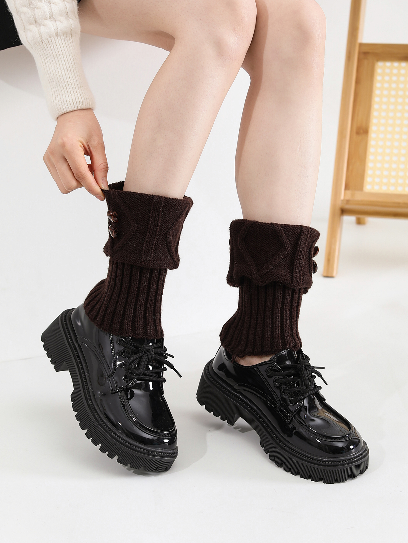 Women Winter Warm Crochet Knit Short Leg Warmer Short Boot Cuffs Socks Ladies Middle Tube Leg Warmer Socks photo 5