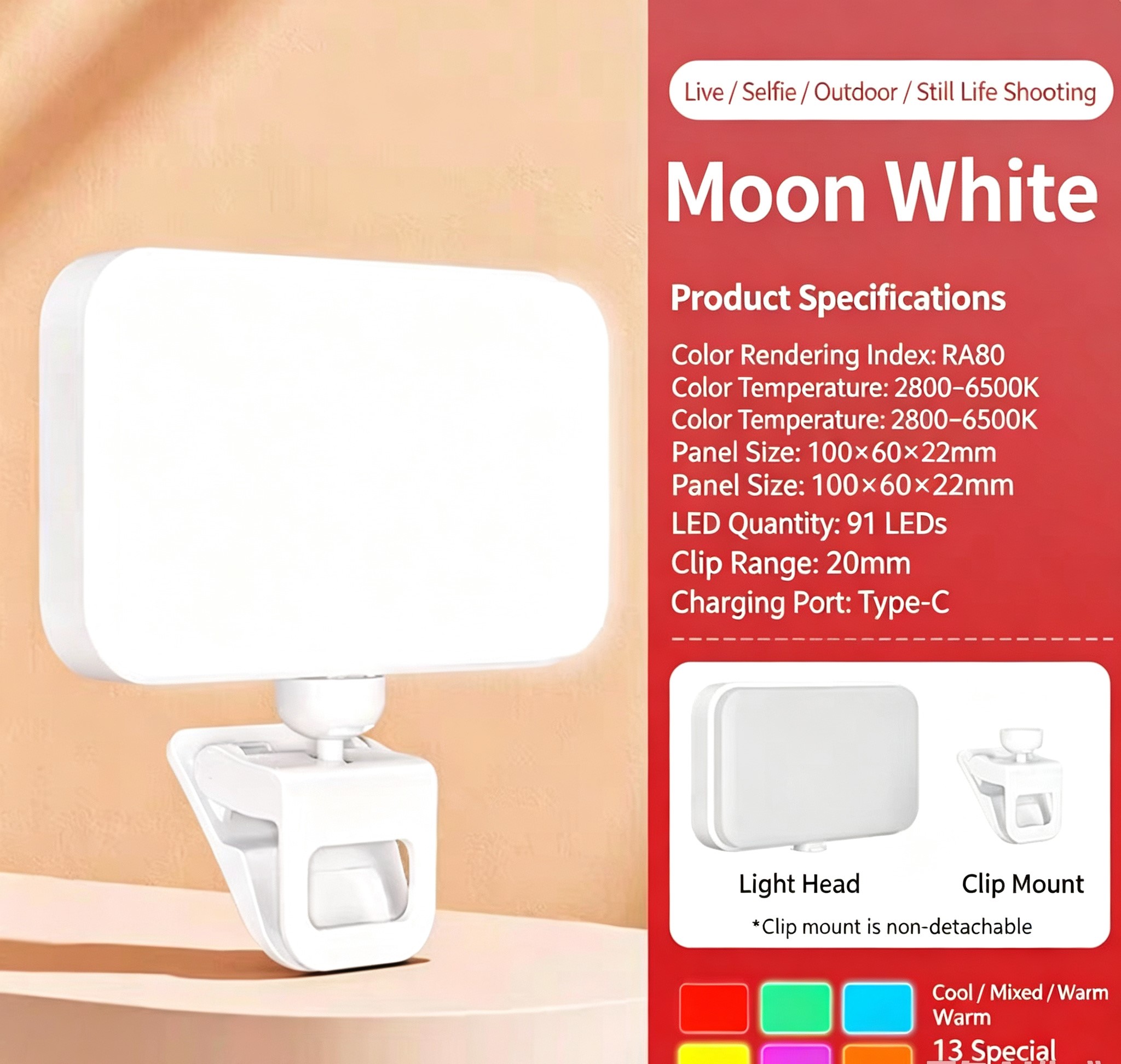 Mini Portable Hand Held LED Fill Light Adjustable Photography Video Lighting Lamp For Phone Live Streaming Food Shooting Outdoor Ambient Fill Lamp photo 6