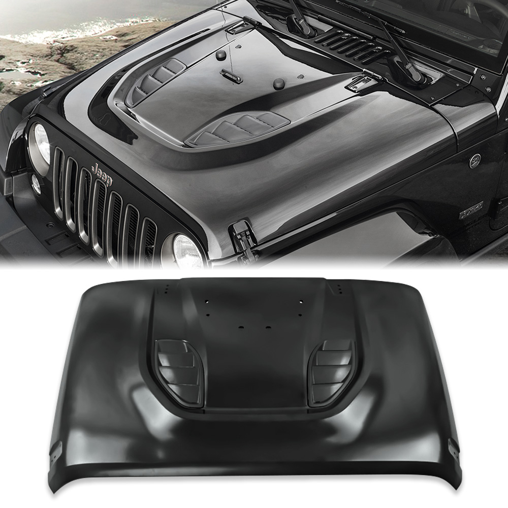 Vented Heat Dispersion Hood Compatible With Je Ep Wrangler JK JKU 2007-2017,10th Anniversary Edition Metal Replacement Hoods Accessory Black photo 1