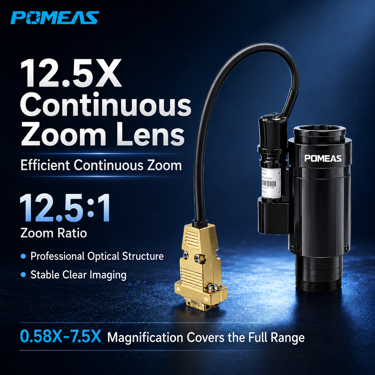 12.5X Motorized Industrial Zoom Lens 0.58X-7.5X 2   3 Inch C-Mount 77.4mm Working Distance Machine Vision photo 1