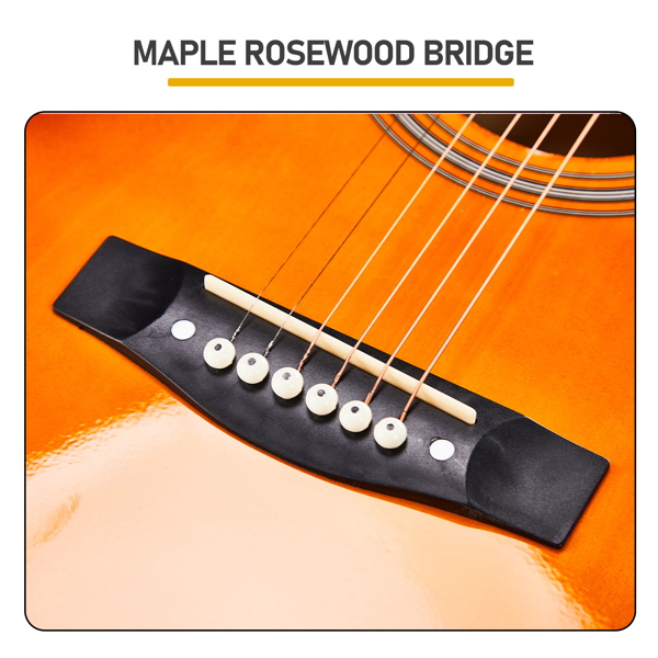 Sunset Color 41-inch Dreadnought Barrel-shaped Cutaway Acoustic Guitar With Pick, Strings, Capo, Gig Bag, Tuner, Wrench Tool, And Shoulder Strap photo 3