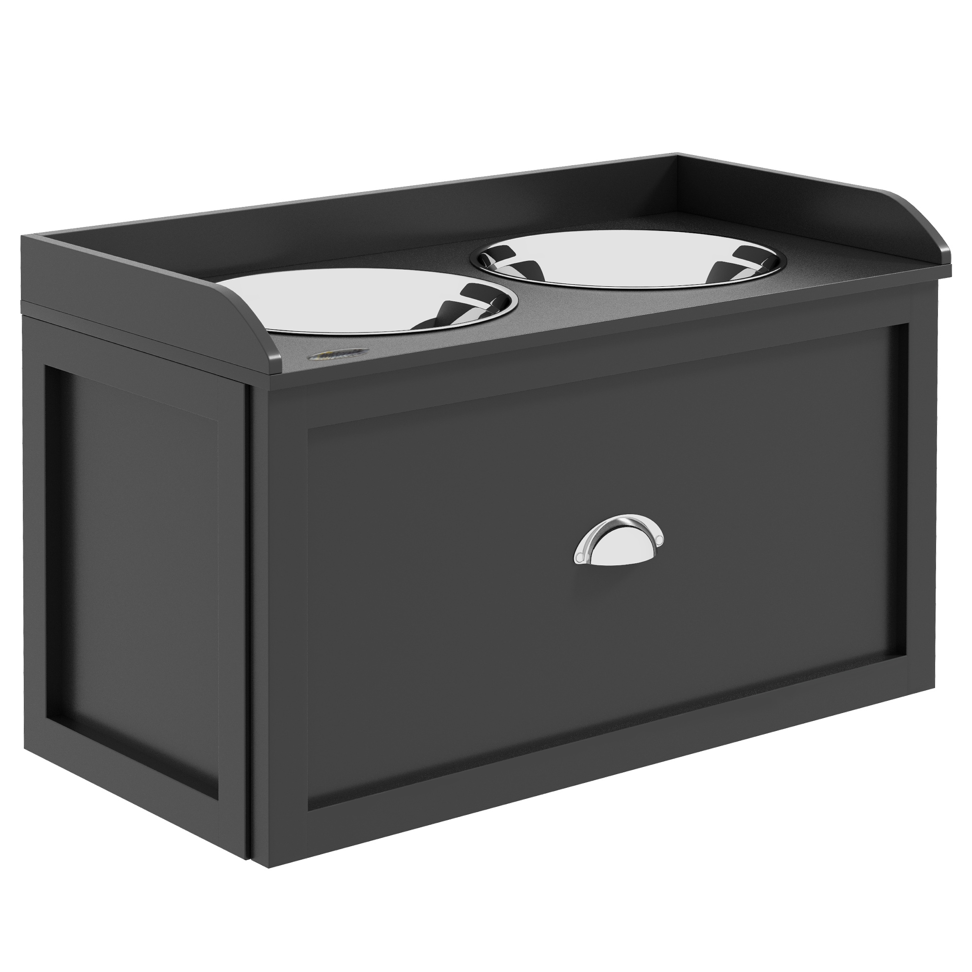 Stainless Steel Raised Dog Bowls, With 21L Storage Drawer For Large Dogs - Grey photo 3