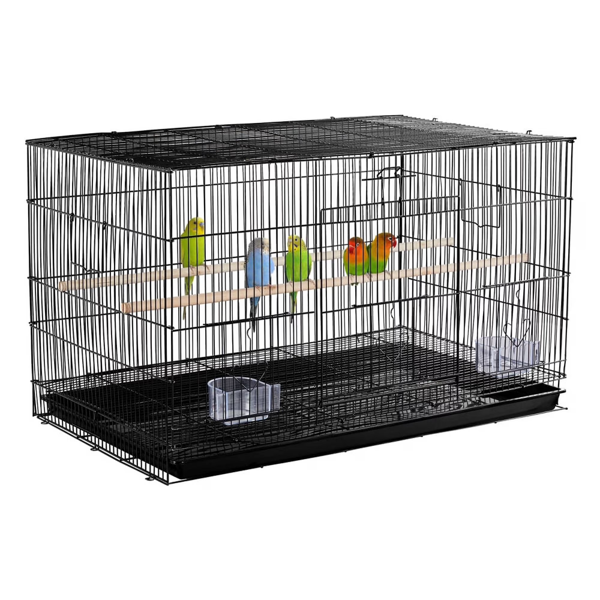 30.5inch Metal Cage With Wood Perches For Small Birds, Black photo 1