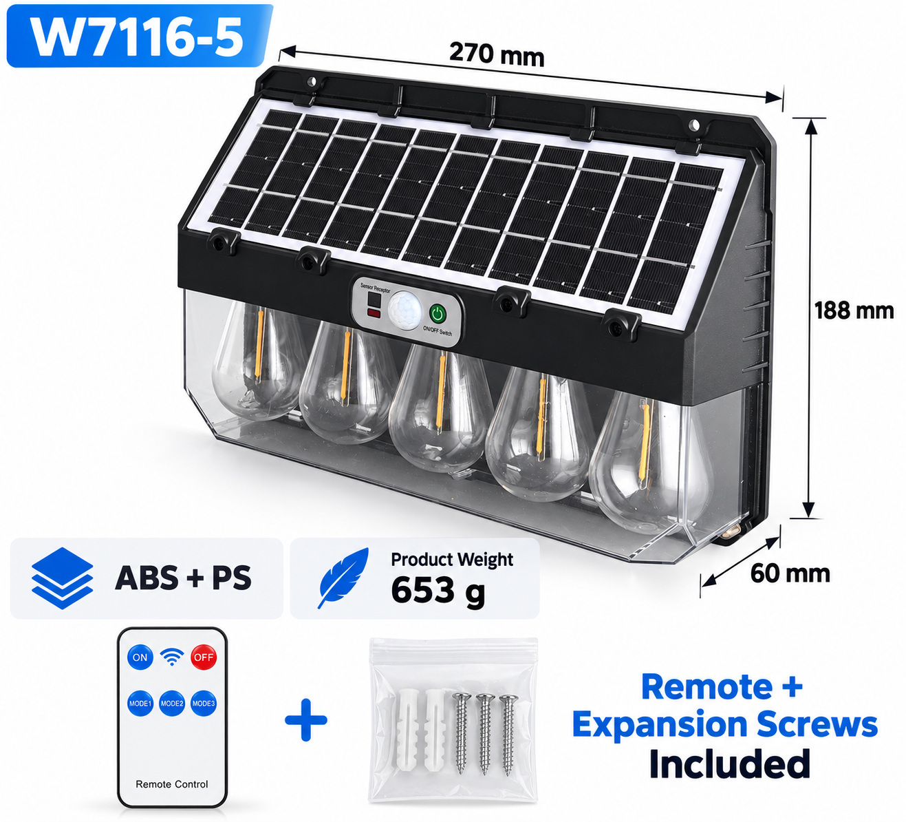 Solar Powered Rechargeable Motion Sensor LED Work Light 4800mAh For Auto W7116 5 Battery Street photo 8