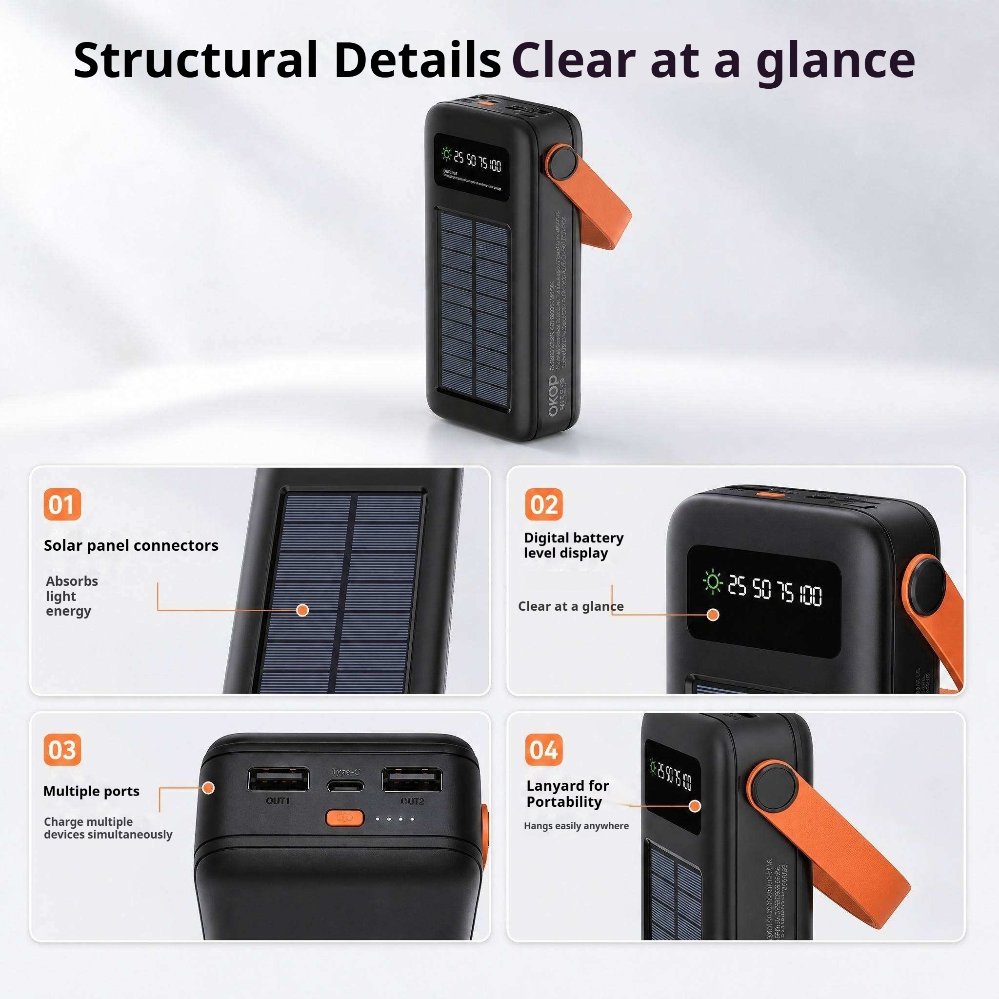 KP-723 Best-selling 50,000mAh High-Capacity Portable Power Bank With Handle And Digital Battery Display Factory Direct Shipping photo 7