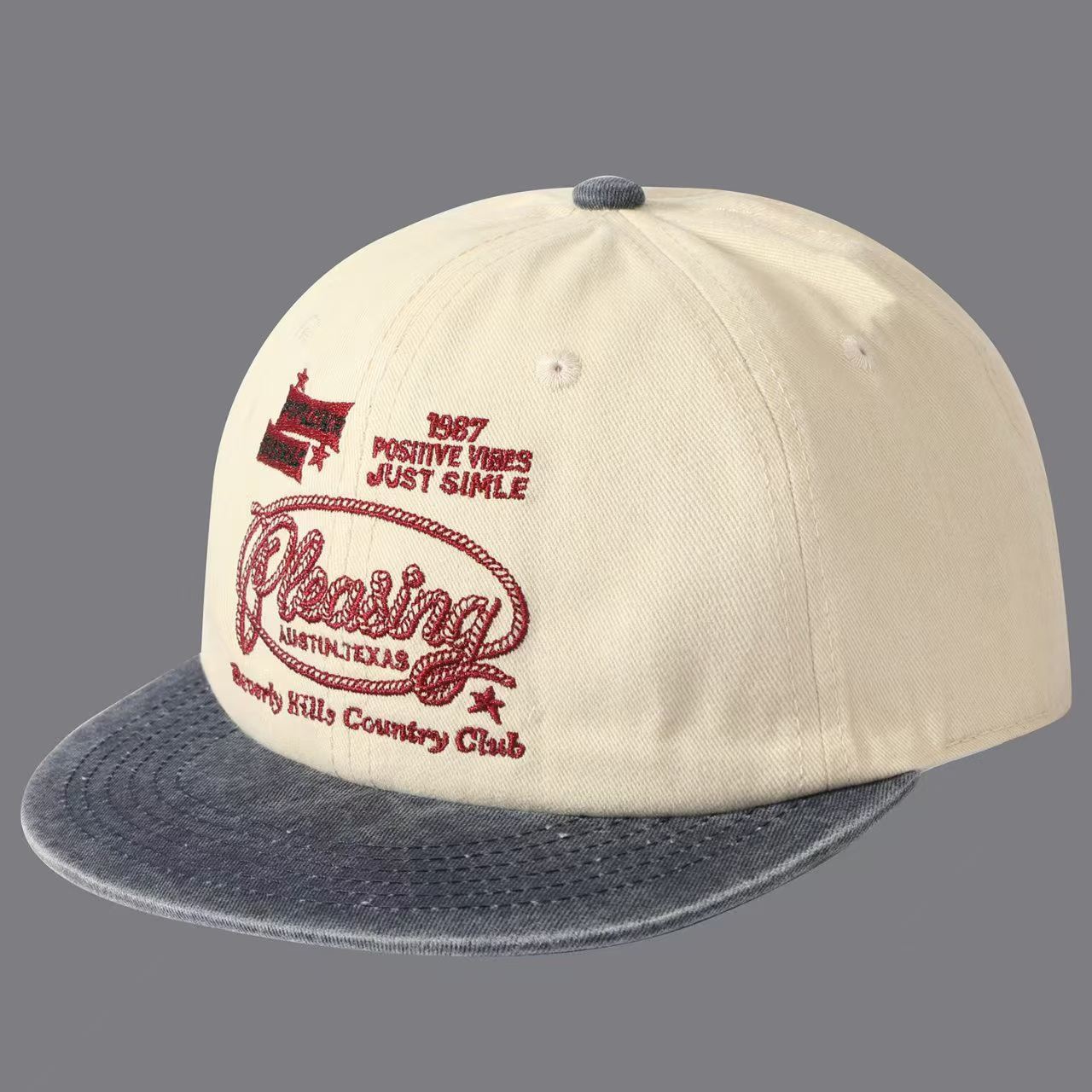 Color-matched Embroidery Letters 1987 Flat-brim Baseball Cap, Suitable For Both Men And Women, Suitable For Daily Work, Commuting To School Or Other Outings. photo 4