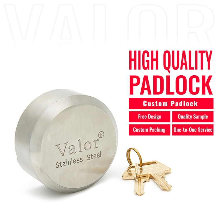 73mm Heavy Duty Puck Lock Hardened Stainless Steel Hidden Shackle Padlock For Trailer Truck Garage photo 1