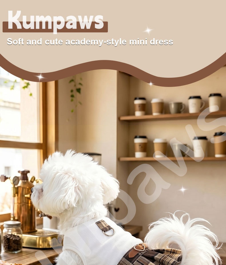 Plaid Pleated Preppy Pet Dog Dress. photo 4