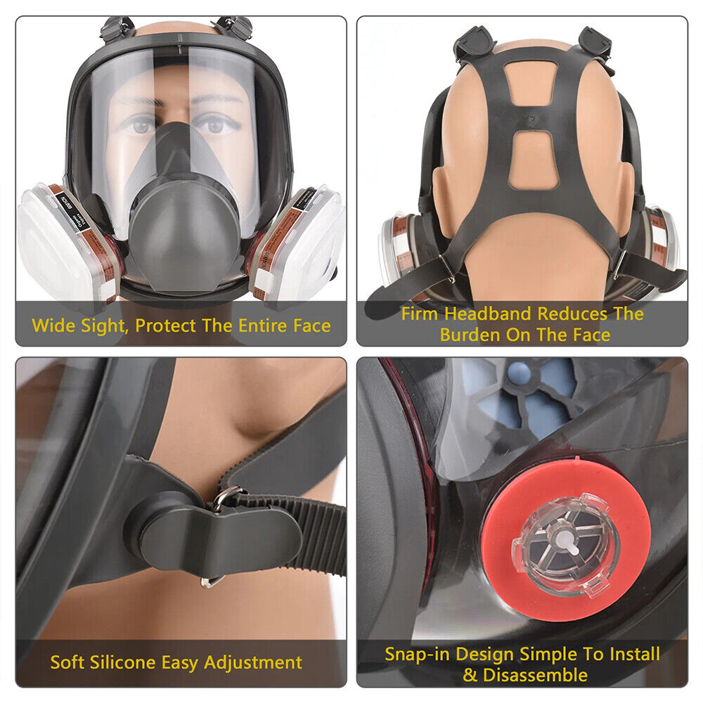 6800 Full Face 15 IN 1 Gas Mask Chemical Vapor Paint Spray Respirator 95 Filter photo 2