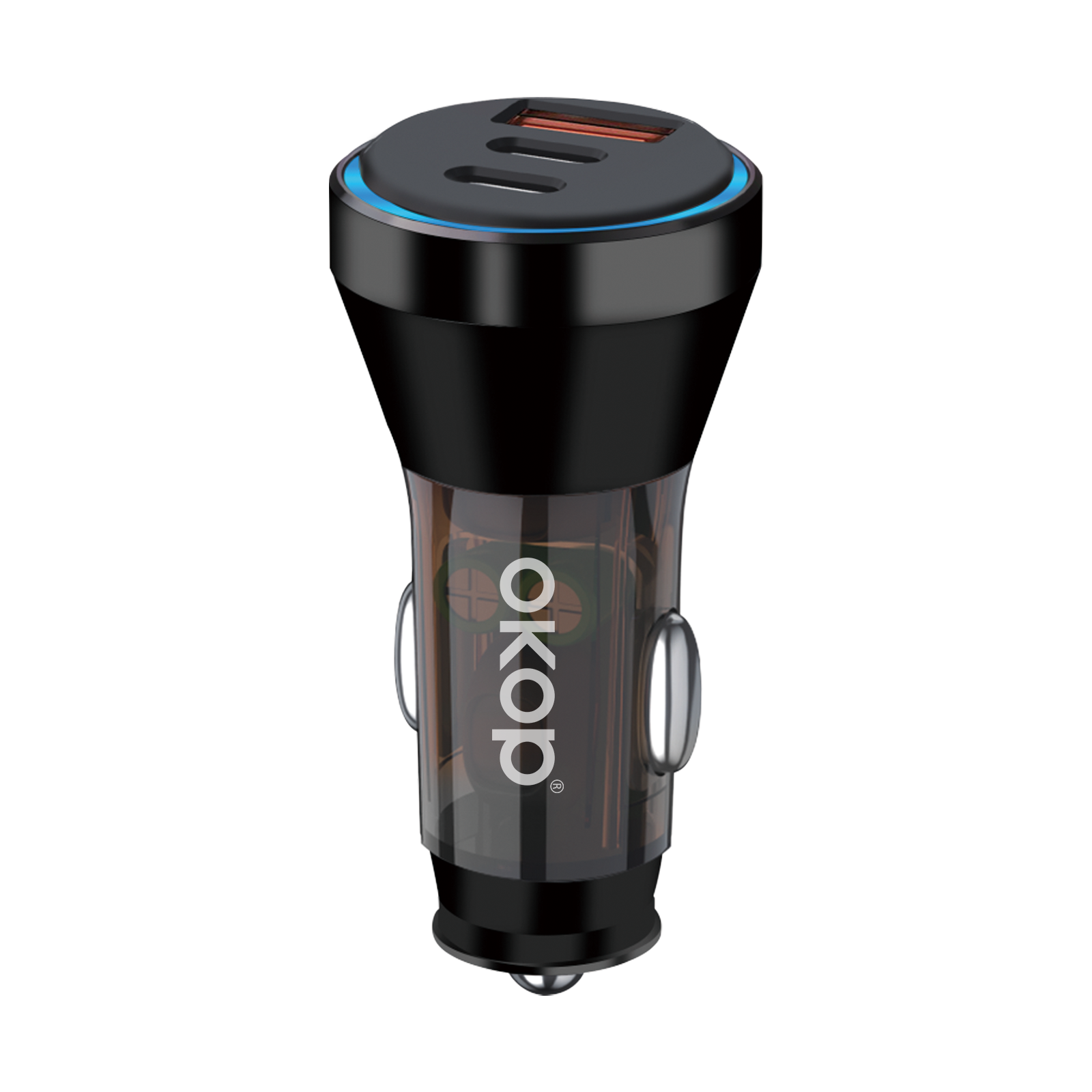 KP-C105 Best-selling Multi-port Car Charger USB Type-C With Super-fast Charging And MP3 Player Function In Stock photo 1