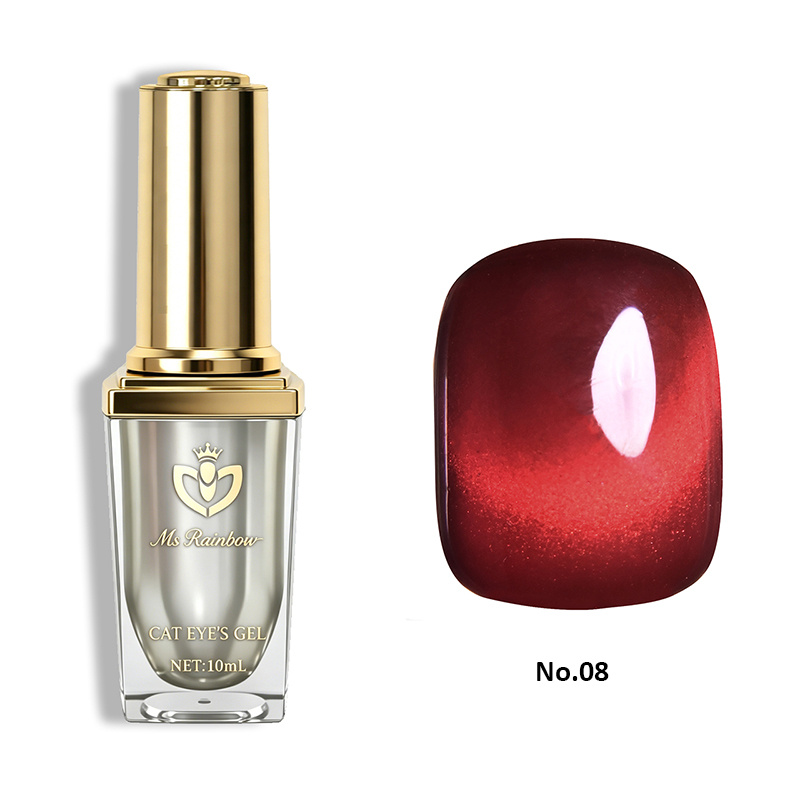 Ms Rainbow Starry Series Cherry Red Magnetic Cat Eye Gel Polish 10ml, Glossy Crystal Red Shimmer Nail Gel, Long Lasting No Chipping LED Soak Off, Viral Trendy Salon Manicure photo 2