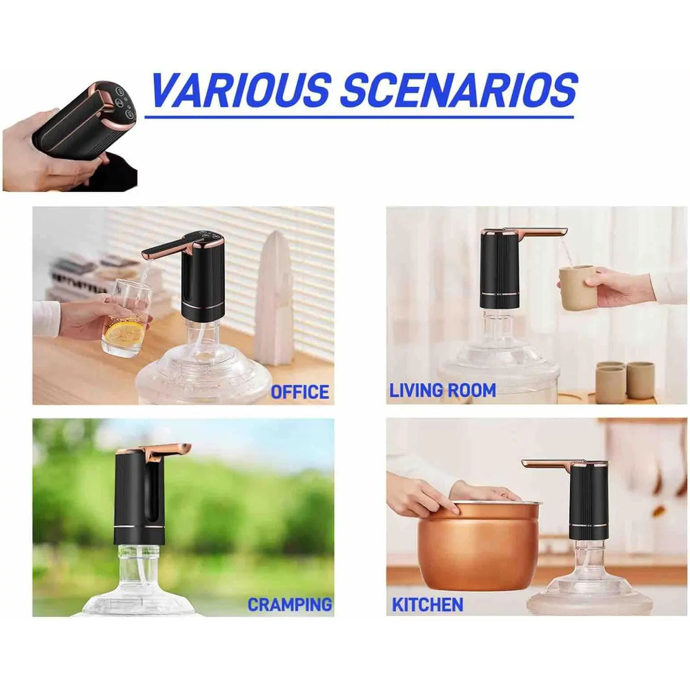 Electric Water Bottle Pump Foldable Automatic Water Dispenser Pump For 1-5 Gallon With Dosing, USB-C Rechargeable, Stainless Steel Sinker For Home Office Camping RV Bedside photo 8