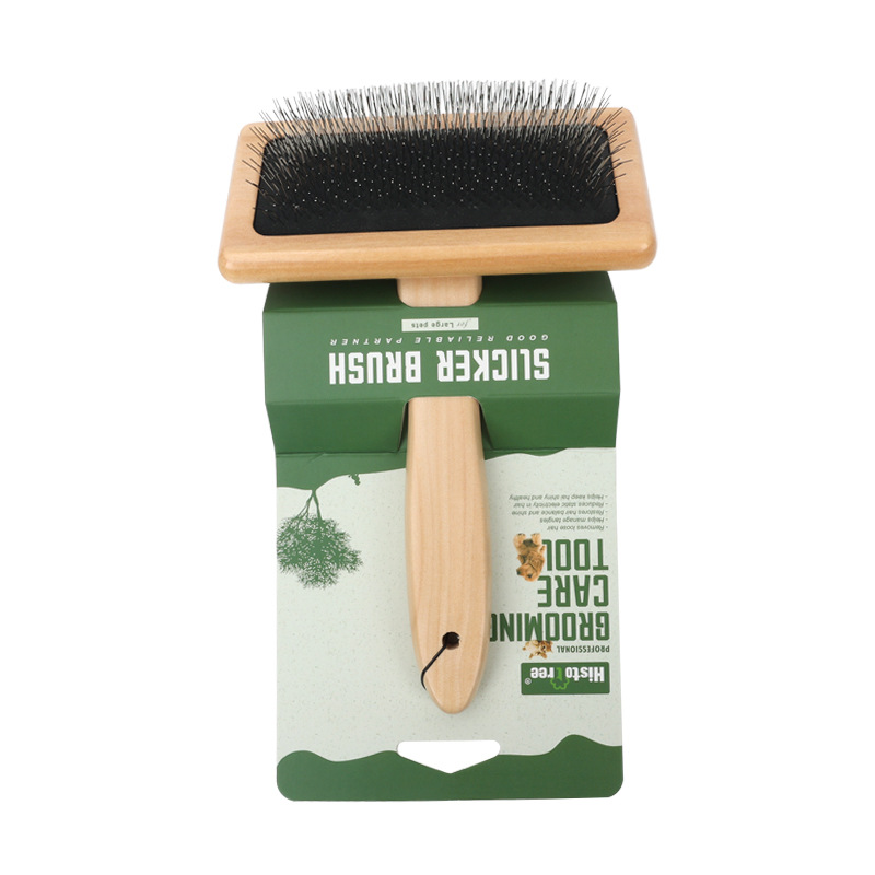 Dog & Cat Brush, Pet Slicker Brush With Bamboo Handle For Large Medium & Short Hair Elegant Grooming Comb For Removing Shedding, Tangles And Dirt photo 5