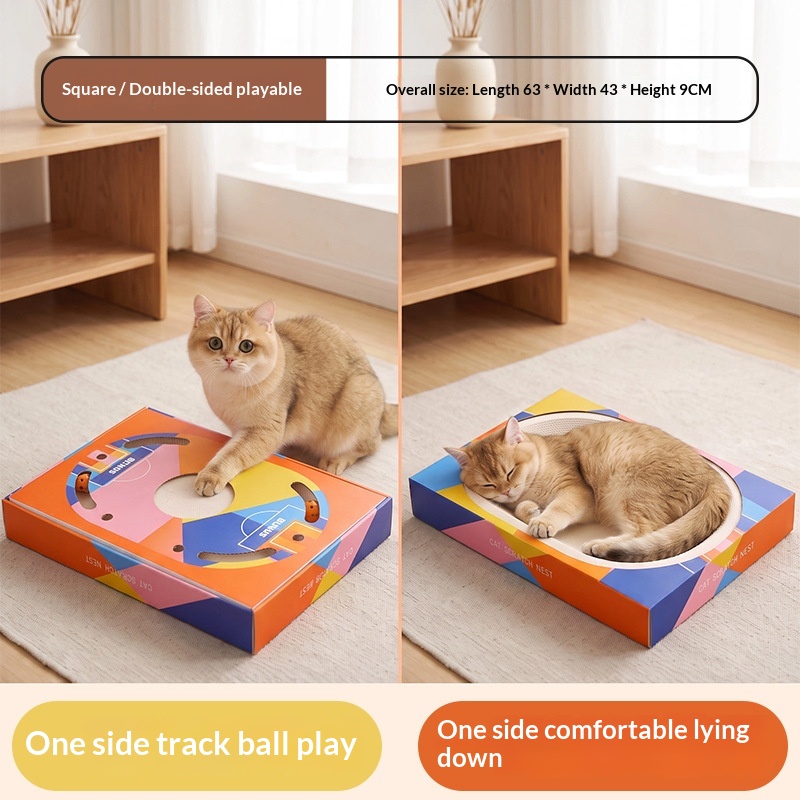 Cat Scratcher And Cat Bed Combo, White Cardboard, Highly Durable With Minimal Shedding, Large Size, Equipped With A Bell Tipped Ball Your Cats Perfect Self Entertainment Toy, Pet Supply photo 1