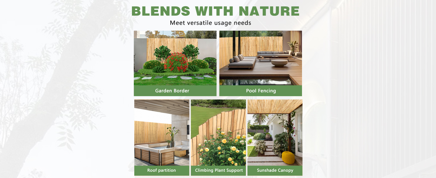 Bamboo Privacy Fence Roll 6FTx 10FT, Natural Bamboo Slat Screening Panels For Outdoor Garden, Yard, Patio, Balcony Privacy Screen Self-pickup Only photo 4