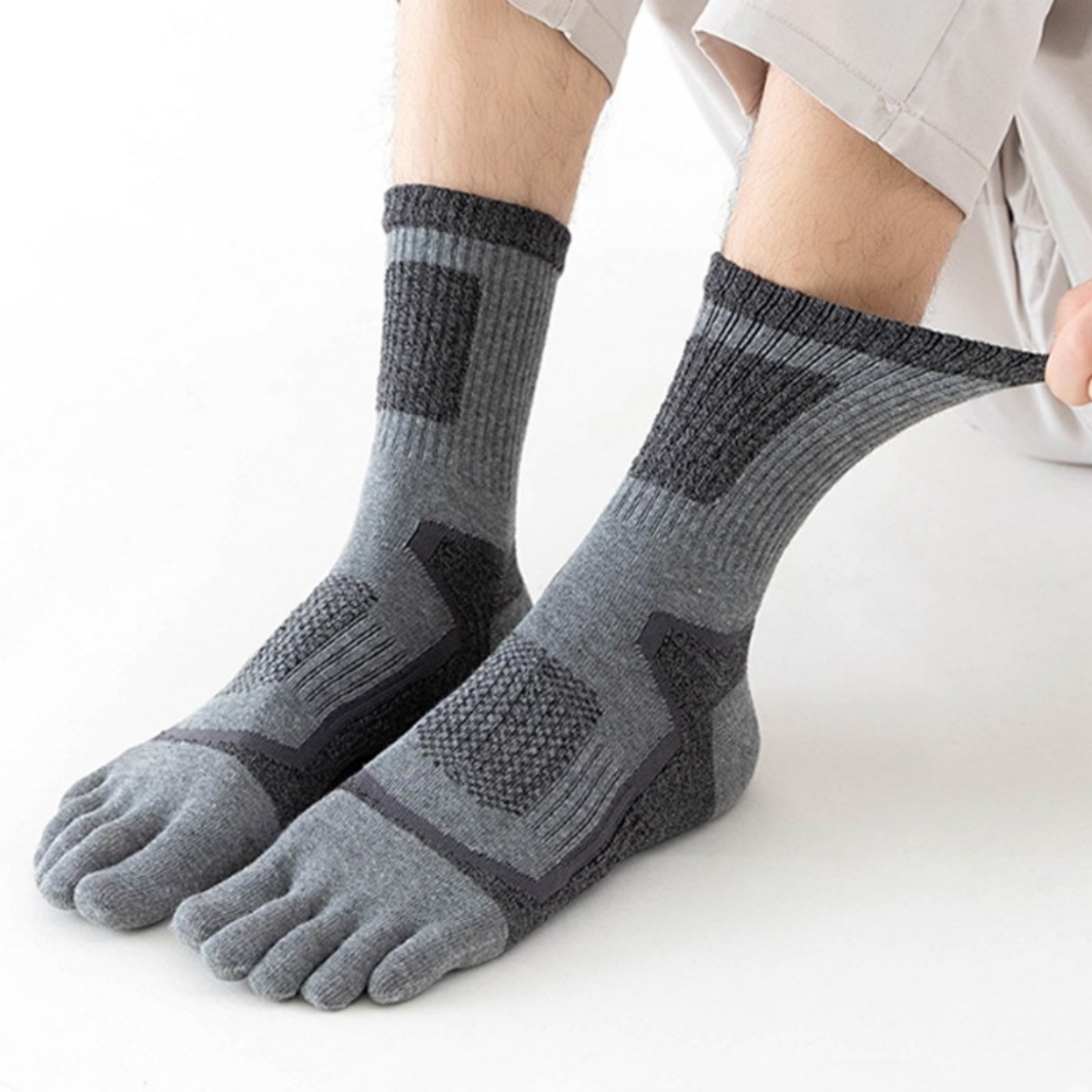 5Pairs Mens Cotton Blend Athletic Running Sports Socks Finger Toe Socks Toe Sock photo 8