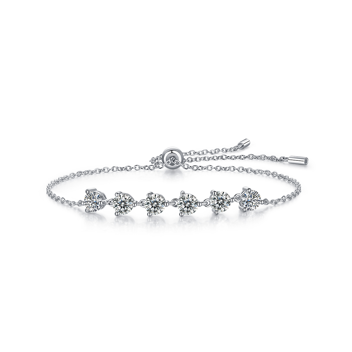 S925 Silver 2.6g Adjustable Bolo Bracelet, 6x 0.5ct D VVS1 Moissanite, 19cm, GRA Certified photo 2