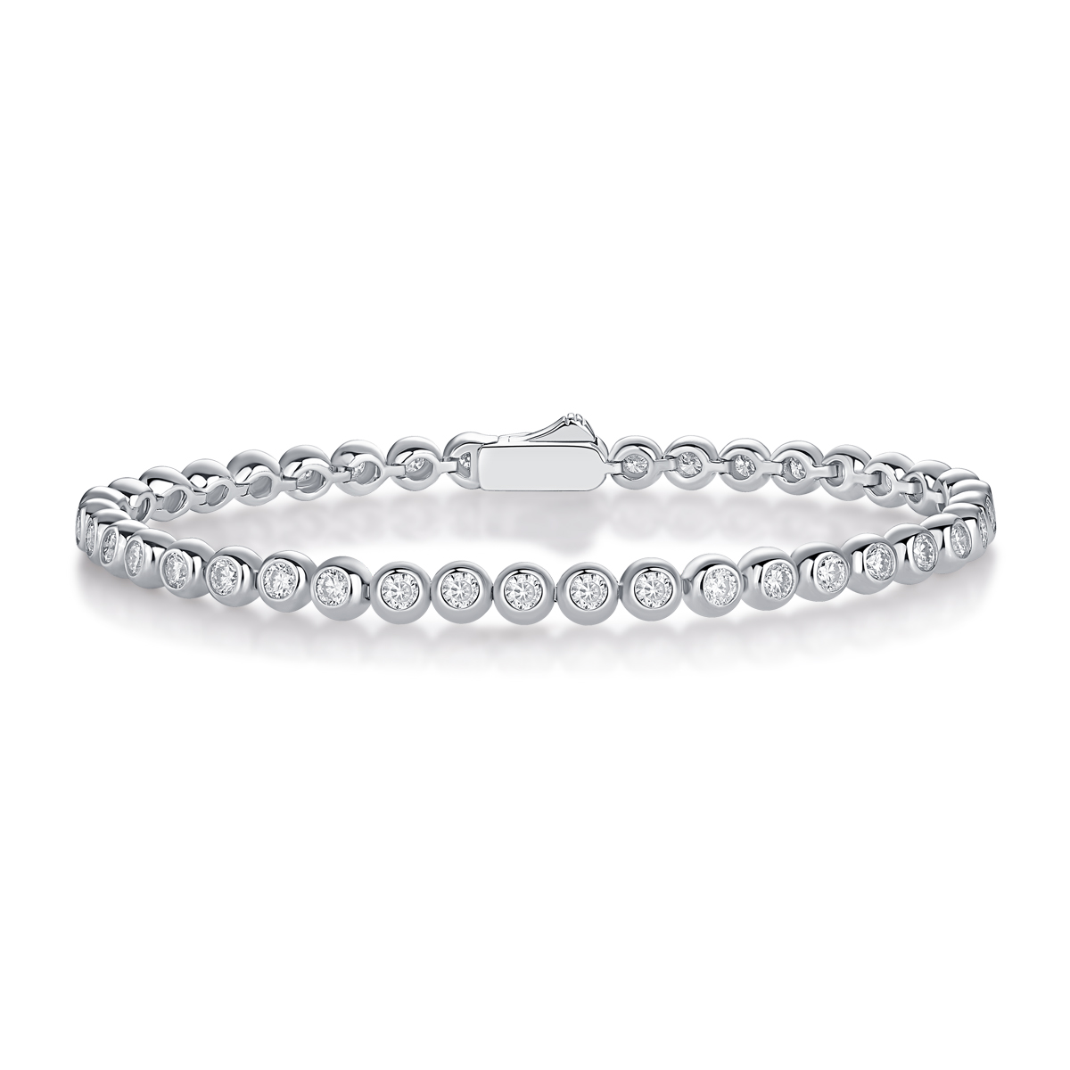 S925 Silver 13.2g Moissanite Tennis Bracelet, 40pcs D VVS1 Bezel Set, GRA Certified 16.5cm photo 1