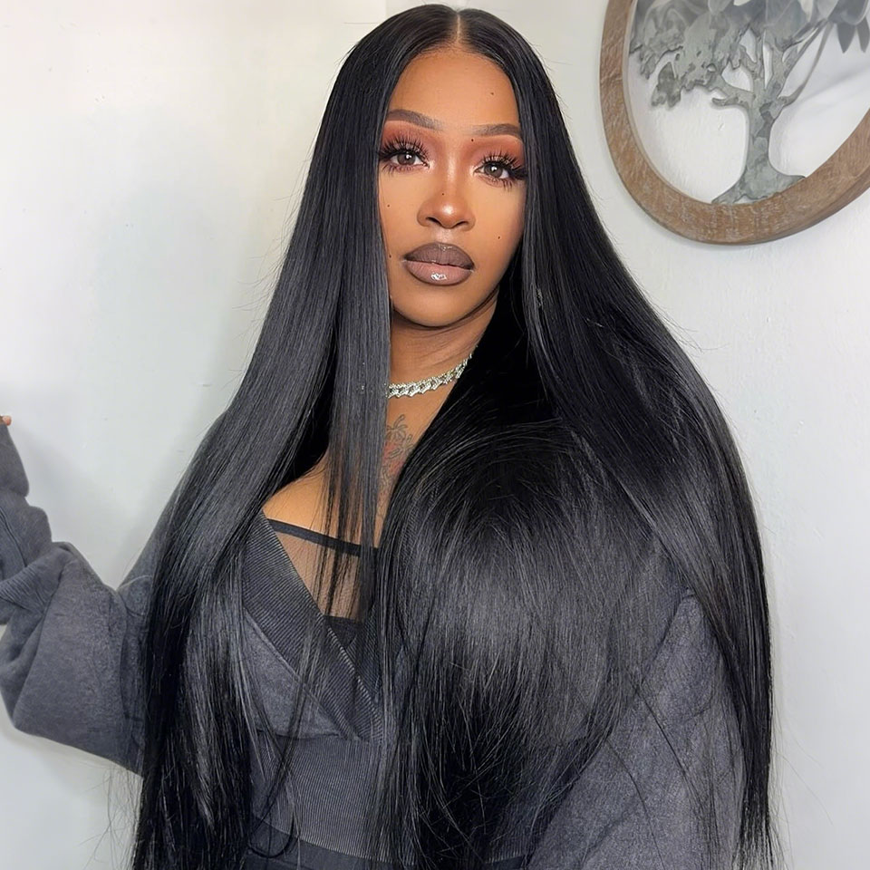 4x4 Lace Human Hair Wig Natural Color, Straight Texture, Density photo 1
