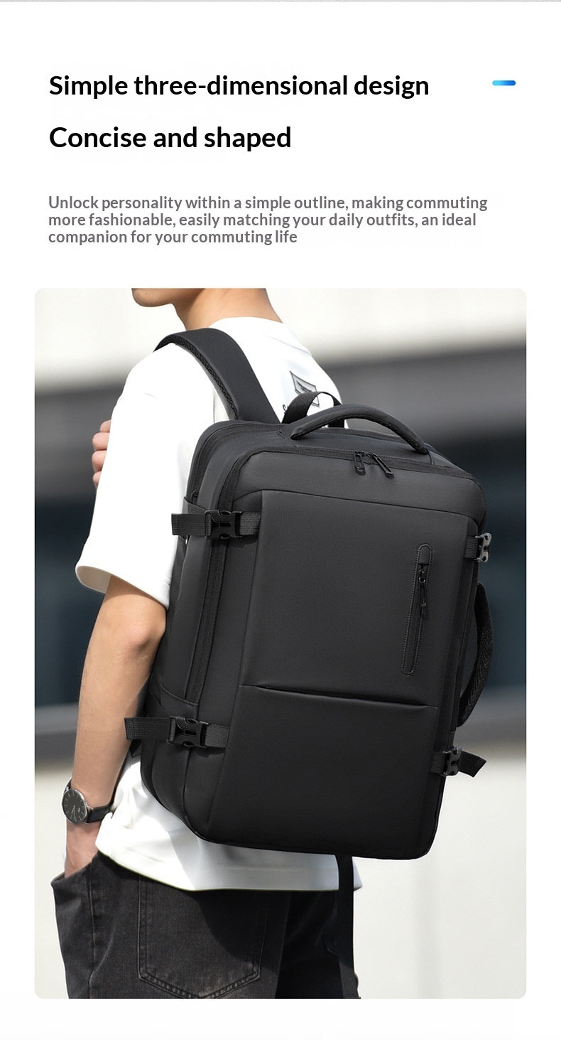 Minimally Designed Men's Business Backpack With A High-end Feel For Business Trips, Large Capacity Travel Backpack, Computer Bag, Backpack - Black photo 4