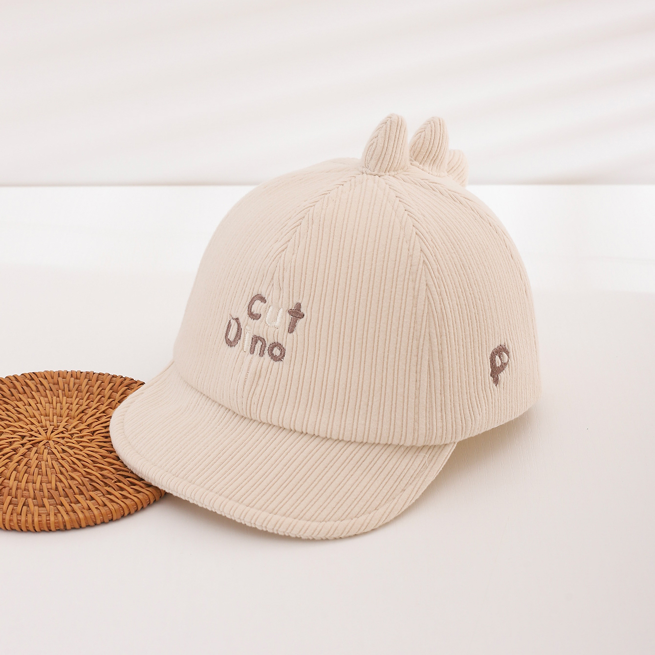 Boys And Girls' Corduroy Striped Embroidered Letter Cartoon Baseball Cap With A Top Band Suitable For Daily Outdoor Outings photo 2